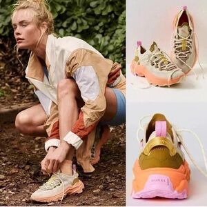 Sorel 'Kinetic Movement' Lace Up Sneakers. Beige / Light Orange / Pink color.